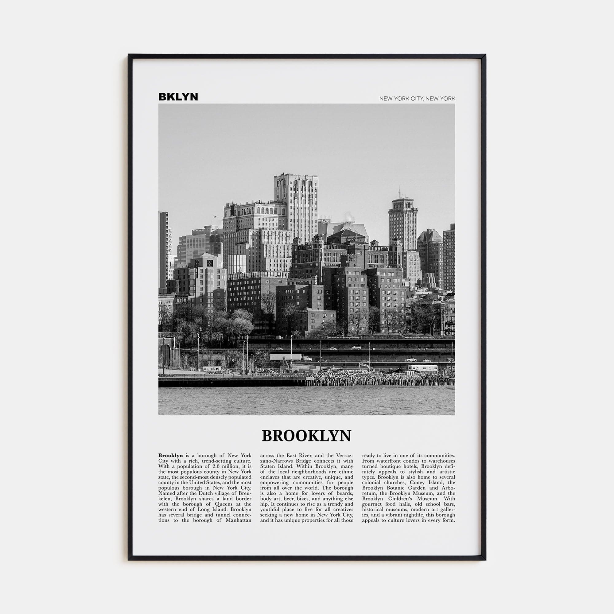 Brooklyn No 2 Poster None / 8x12 in Nbourhood Travel B&W Poster