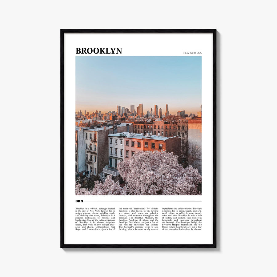 Brooklyn no. 3 colorful travel poster of New York City, New York – vertical wall art, unframed print shown in interior mockup