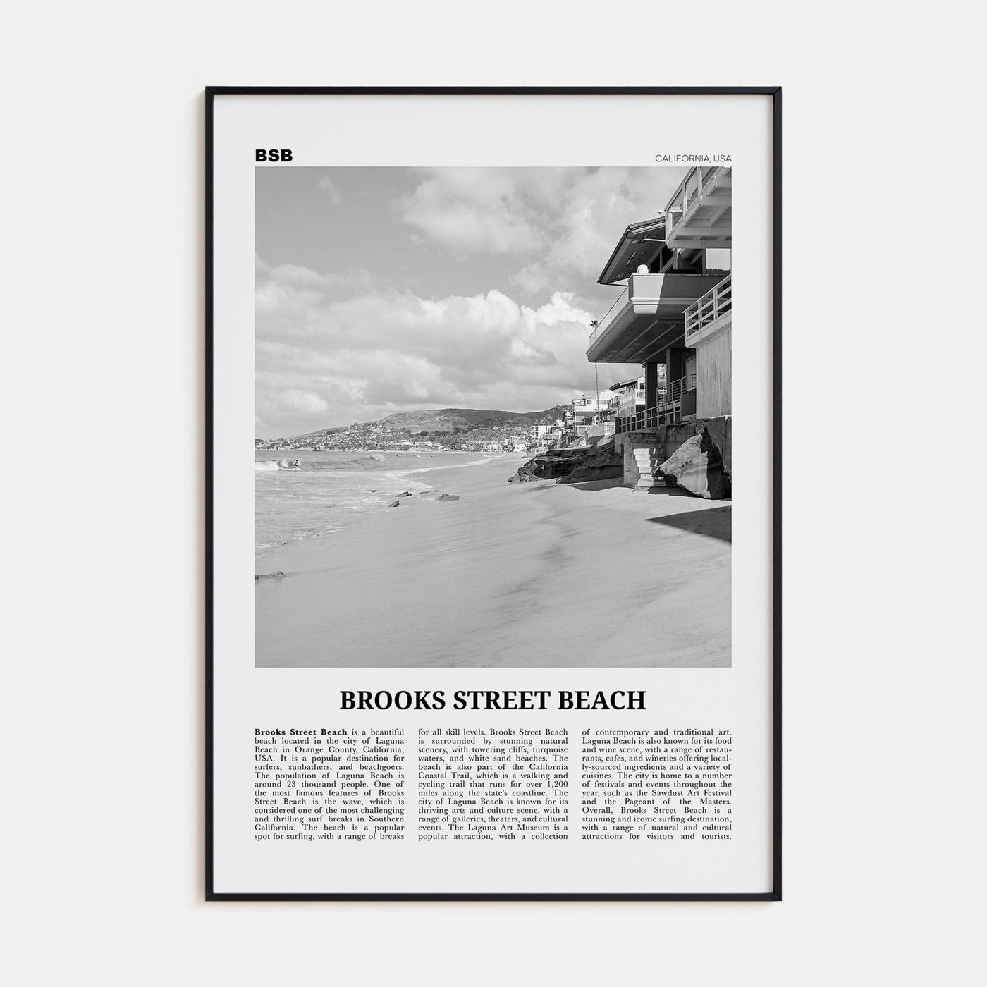 Brooks Street Beach Poster None / 8x12 in Nbourhood Travel B&W Poster