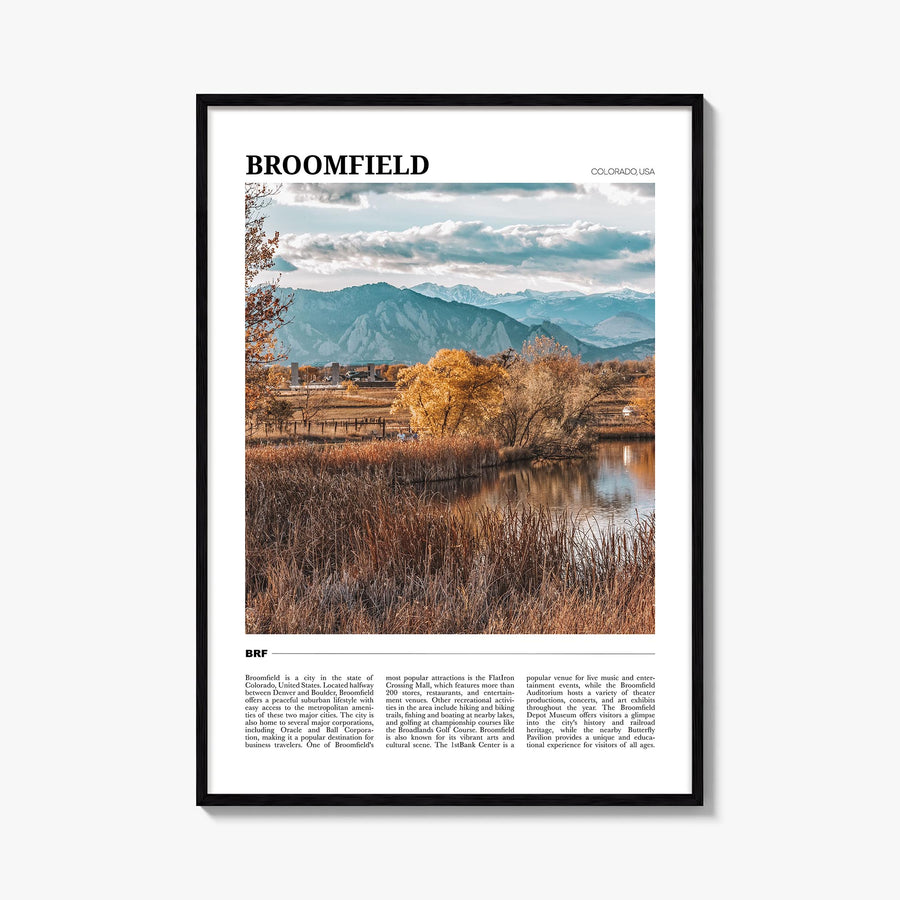 Broomfield colorful travel poster of Colorado, USA – vertical wall art, unframed print shown in interior mockup
