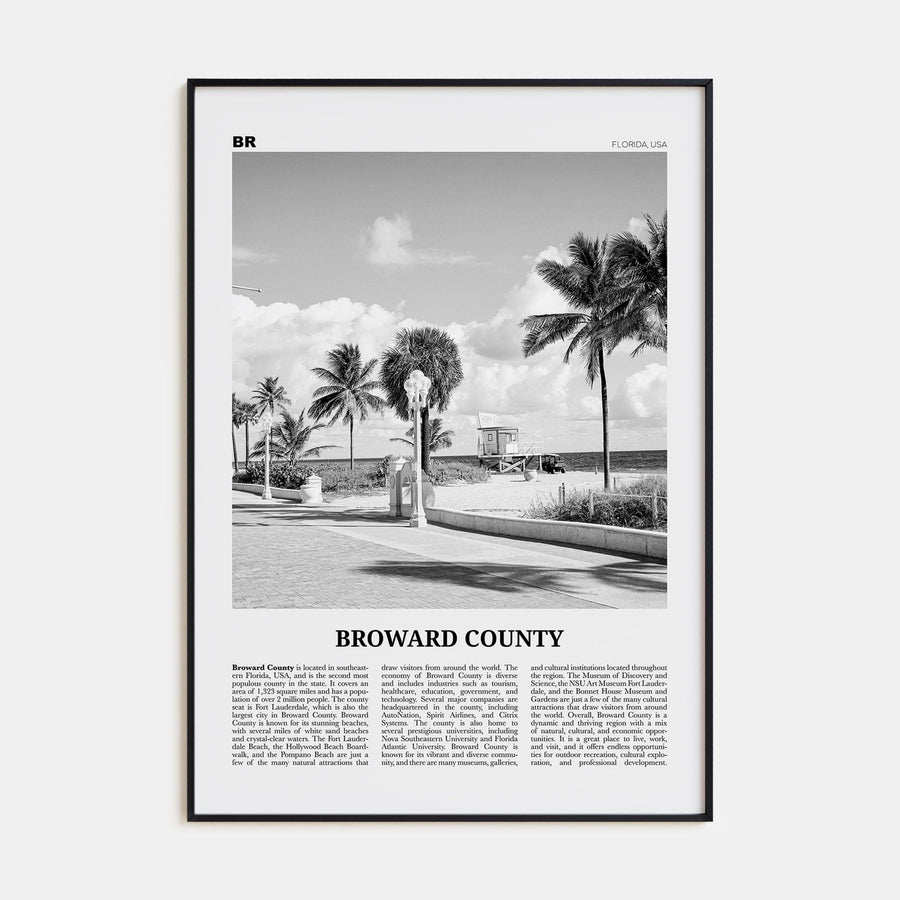 Broward County Poster None / 8x12 in Nbourhood Travel B&W Poster