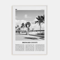 Broward County Poster White Wood / 8x12 in Nbourhood Travel B&W Poster