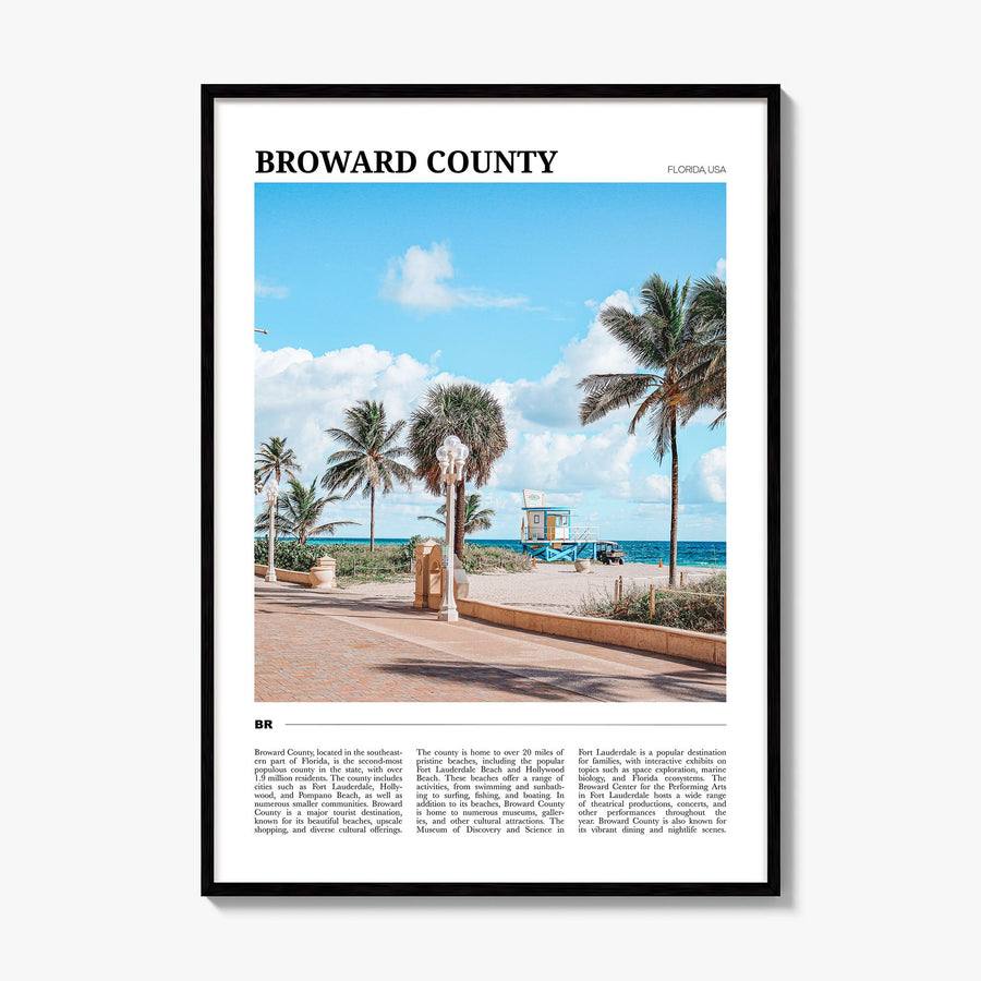 Broward County Travel Poster, framed poster mockup