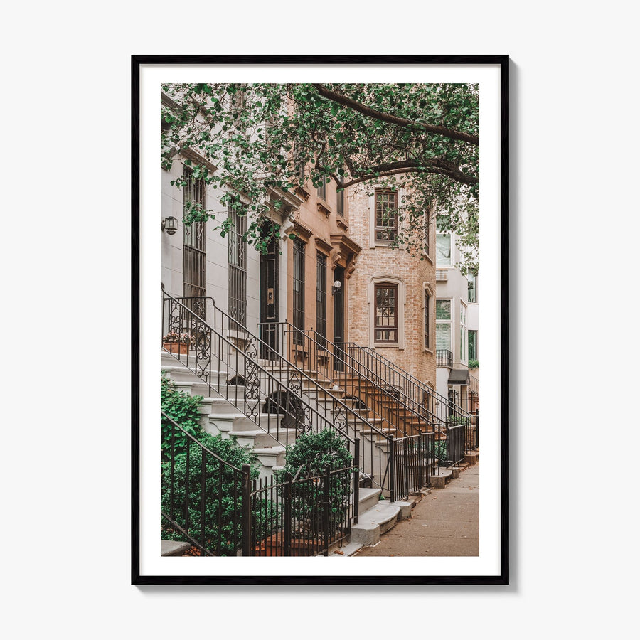 Brownstone Photo Poster, framed poster mockup, white border