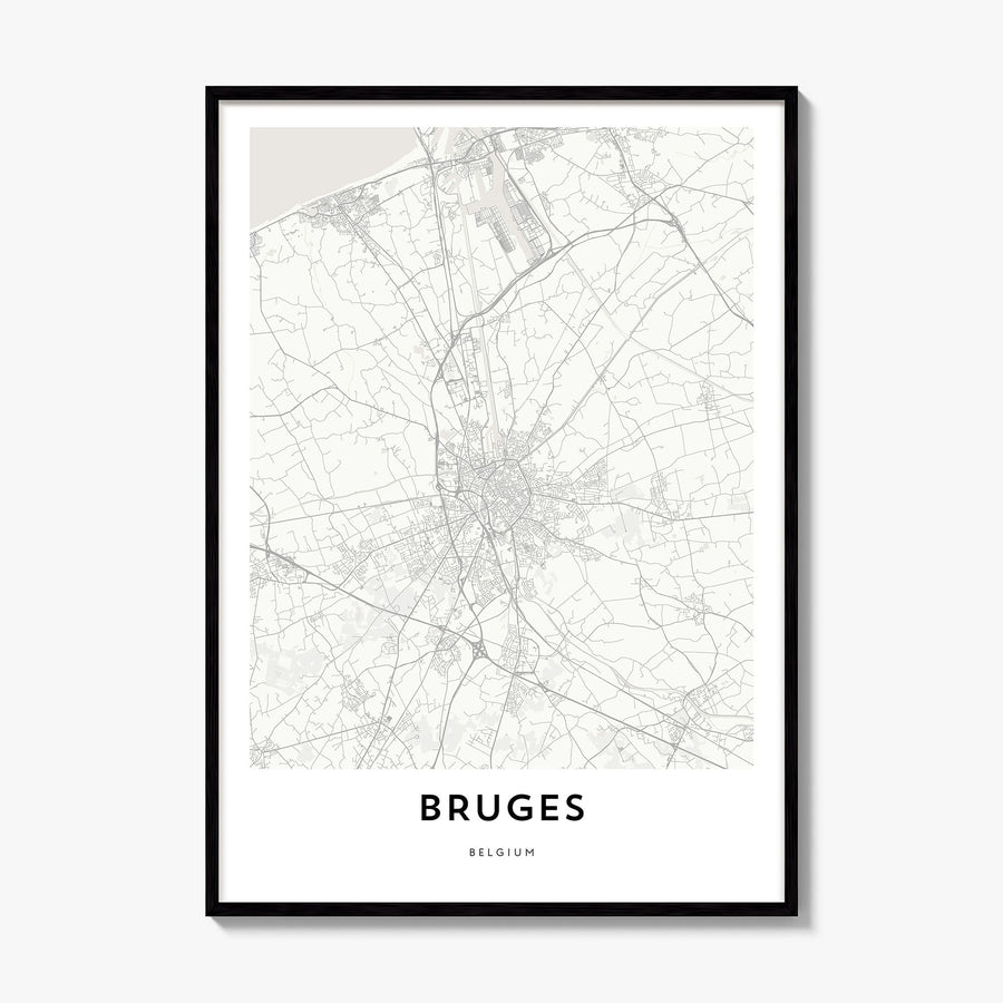 Bruges Map Poster, framed poster mockup