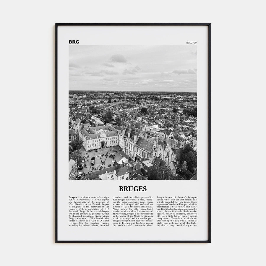 Bruges Poster None / 8x12 in Nbourhood Travel B&W Poster