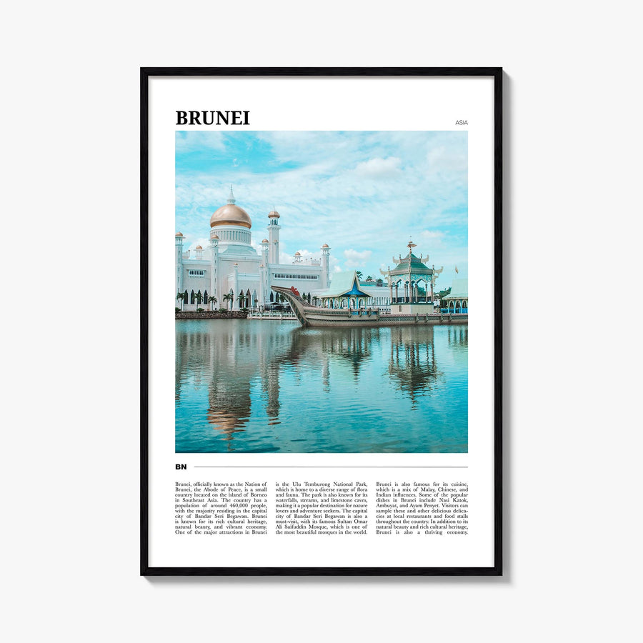 Brunei colorful travel poster of Asia – vertical wall art, unframed print shown in interior mockup