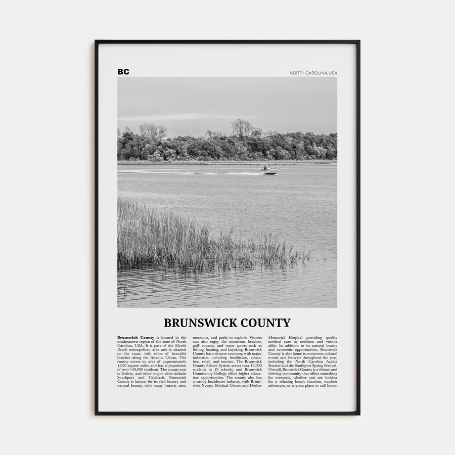 Brunswick County Poster None / 8x12 in Nbourhood Travel B&W Poster