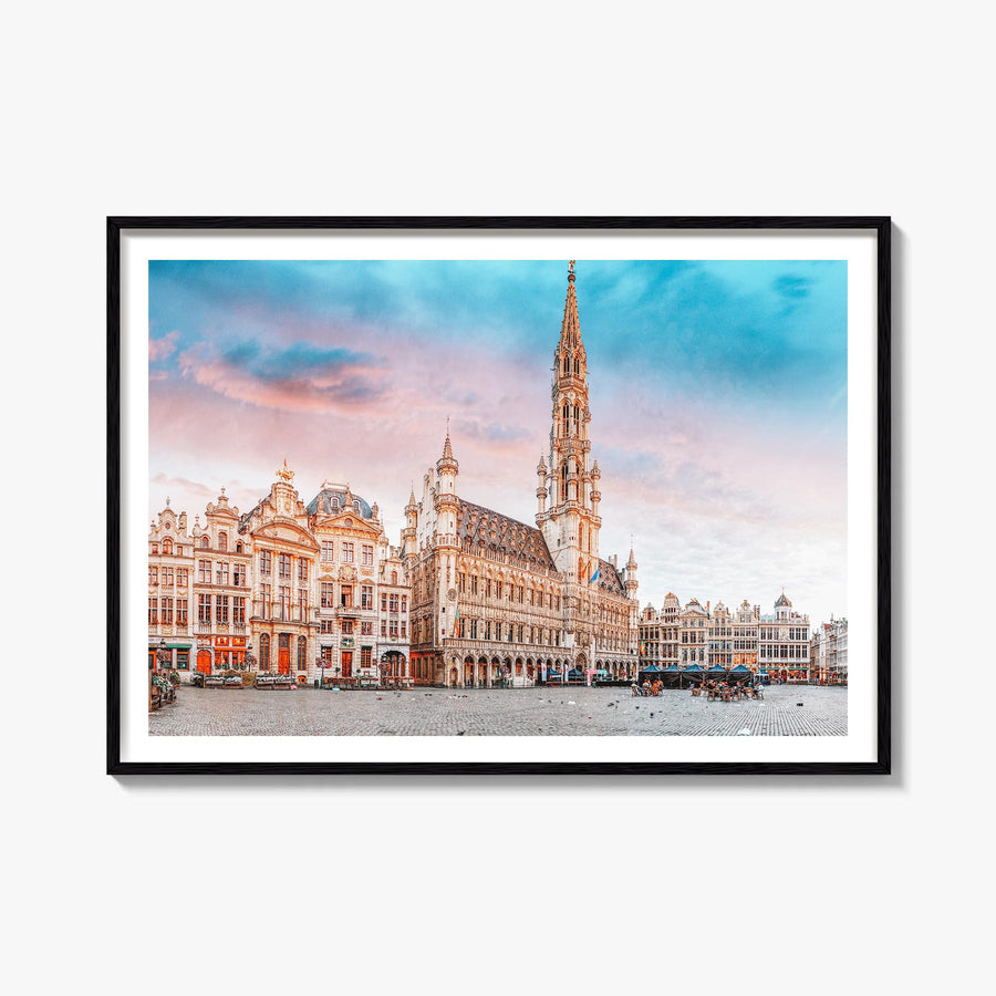 Brussels colorful photo poster of Belgium – horizontal wall art, unframed print shown in interior mockup