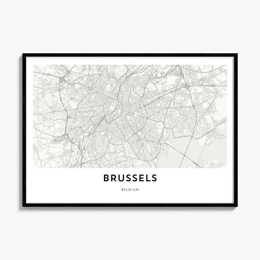 Brussels Map Poster, framed poster mockup
