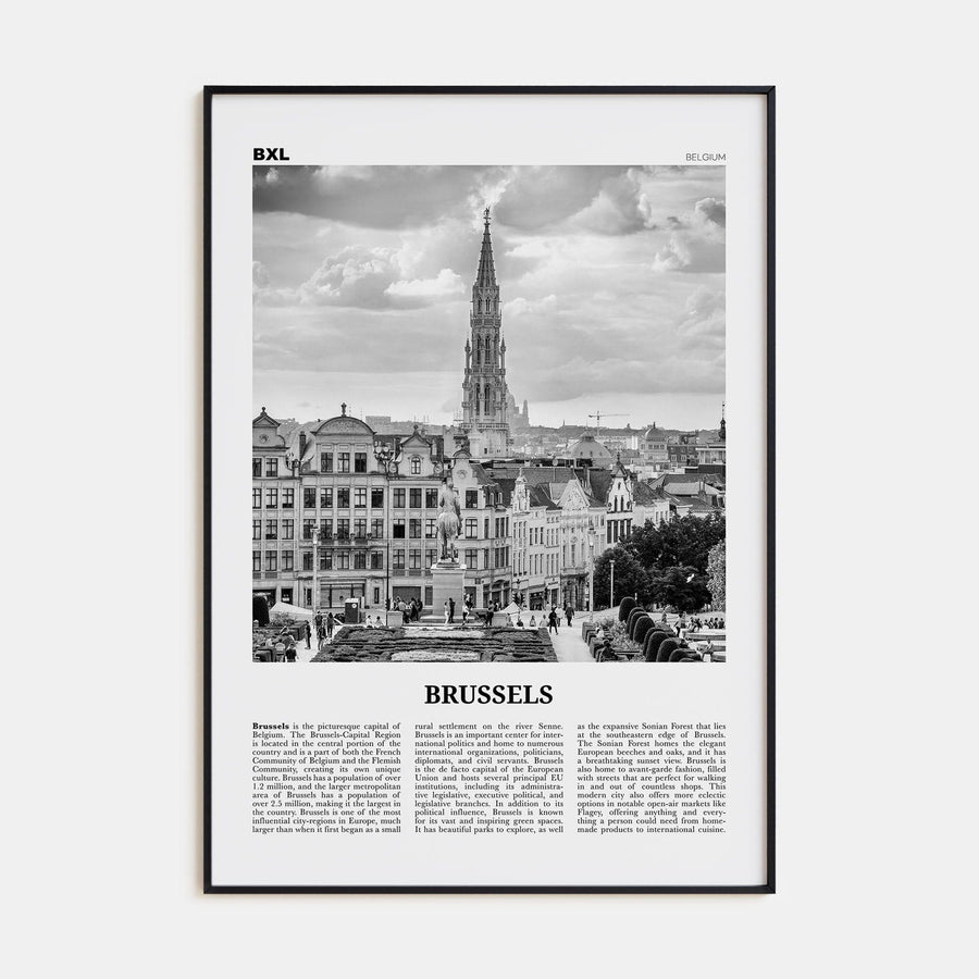 Brussels Poster None / 8x12 in Nbourhood Travel B&W Poster