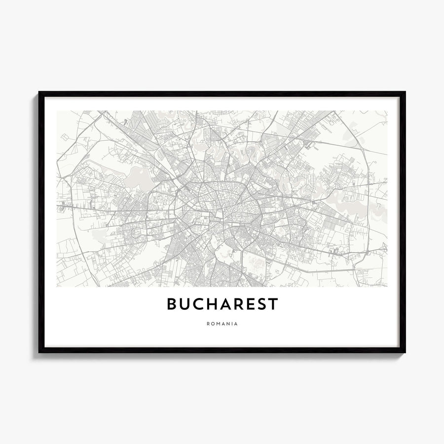 Bucharest Map Poster, framed poster mockup
