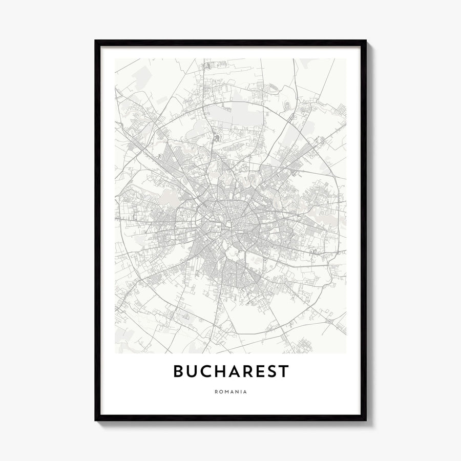 Bucharest Map Poster, framed poster mockup