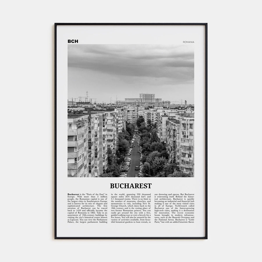 Bucharest No 1 Poster None / 8x12 in Nbourhood Travel B&W Poster