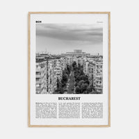 Bucharest No 1 Poster Natural Wood / 8x12 in Nbourhood Travel B&W Poster