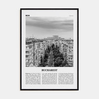 Bucharest No 1 Poster Black Wood / 8x12 in Nbourhood Travel B&W Poster