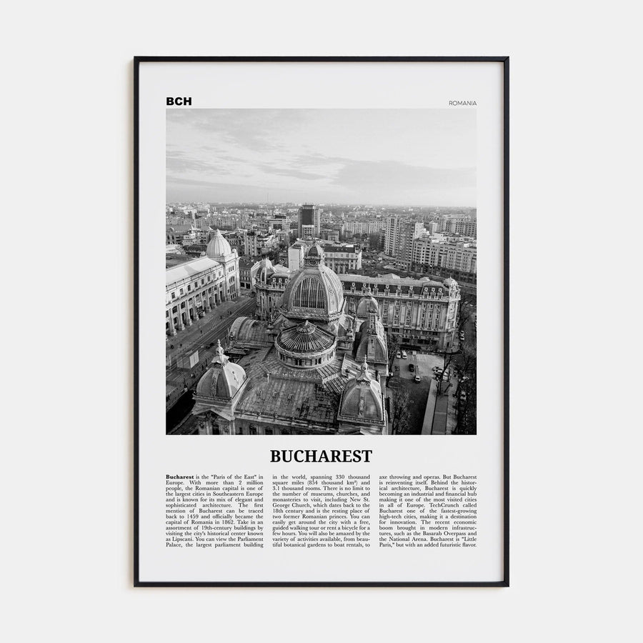 Bucharest No 2 Poster None / 8x12 in Nbourhood Travel B&W Poster