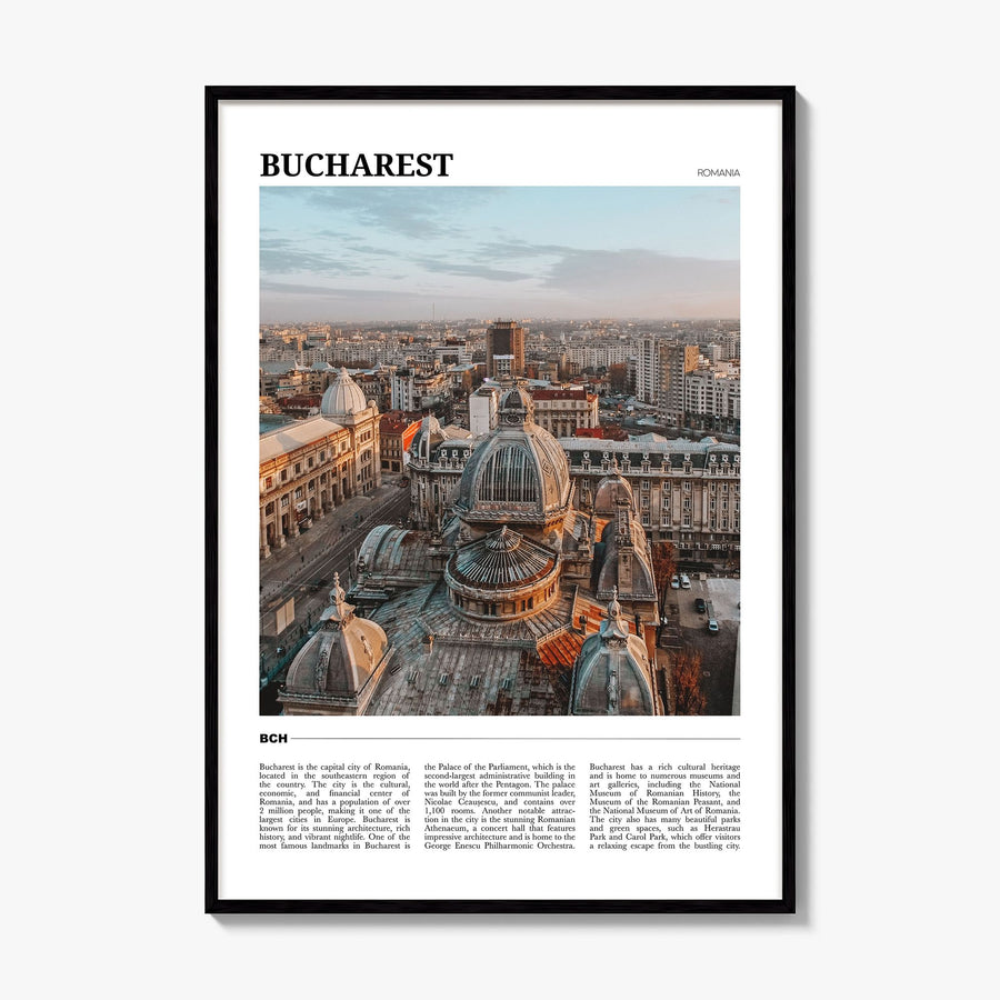 Bucharest Travel No 2 Poster, framed poster mockup