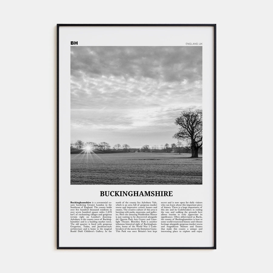 Buckinghamshire Poster None / 8x12 in Nbourhood Travel B&W Poster