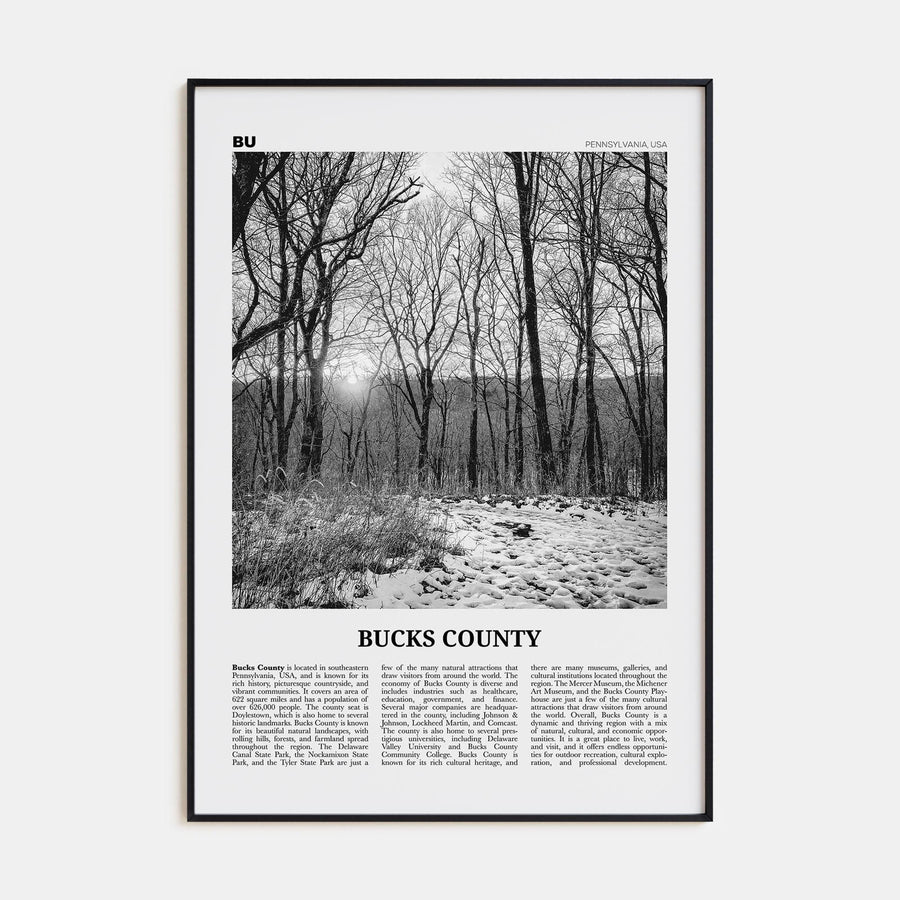 Bucks County Poster None / 8x12 in Nbourhood Travel B&W Poster