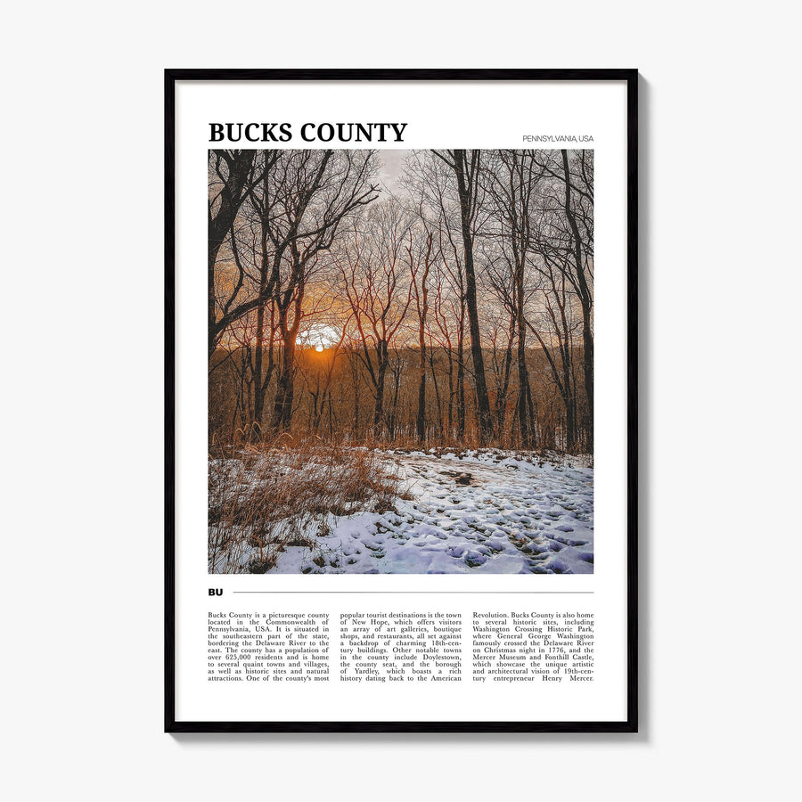 Bucks County Travel Poster, framed poster mockup