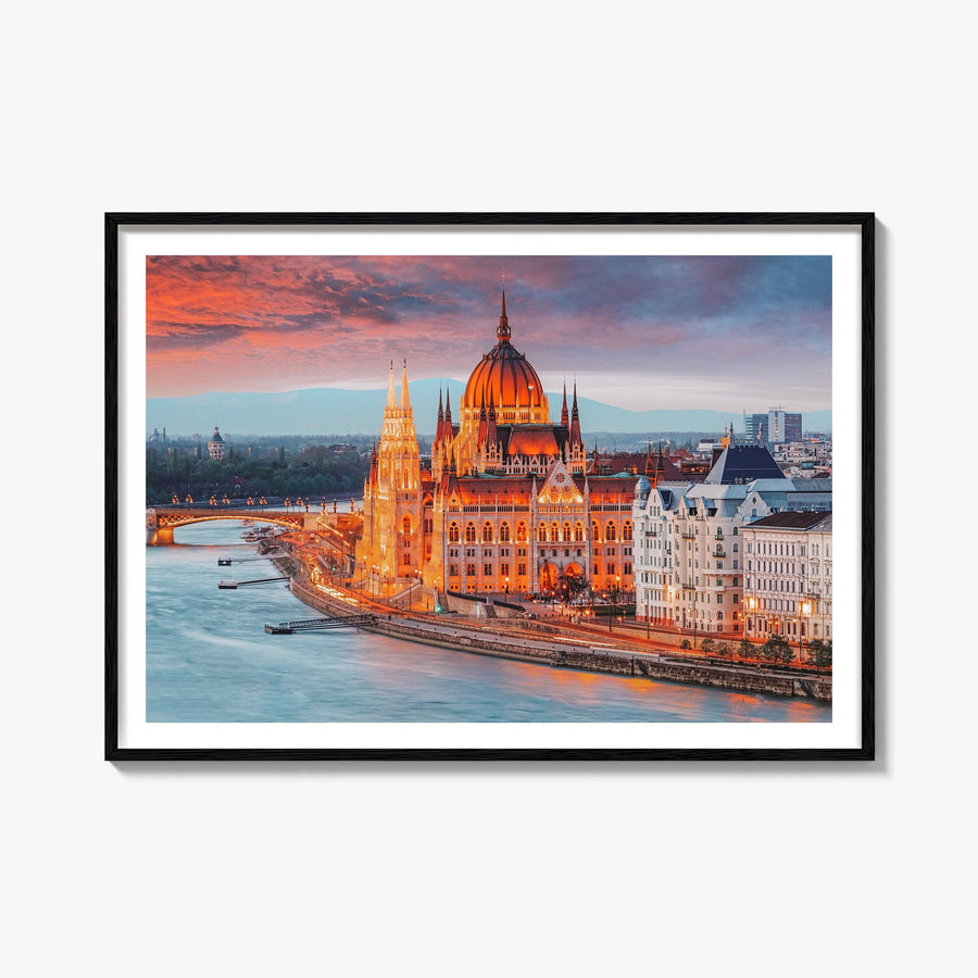 Budapest colorful photo poster of Hungary – horizontal wall art, unframed print shown in interior mockup