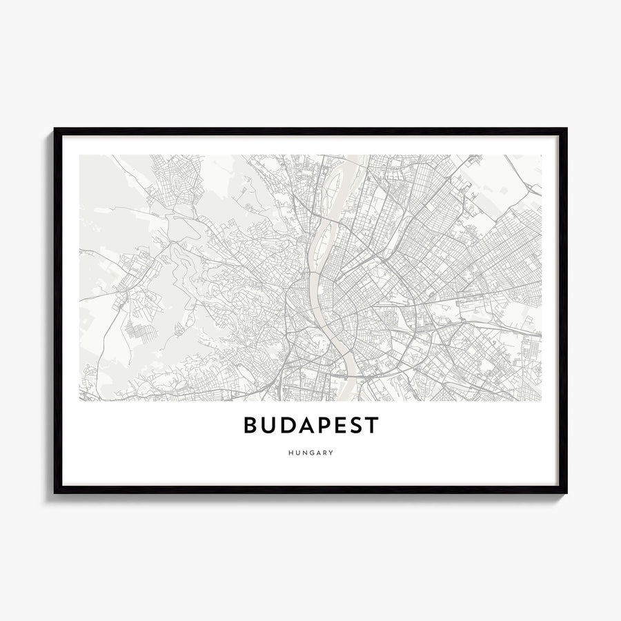 Budapest Map Poster, framed poster mockup