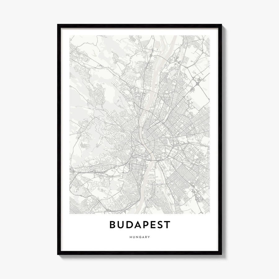 Budapest Map Poster, framed poster mockup