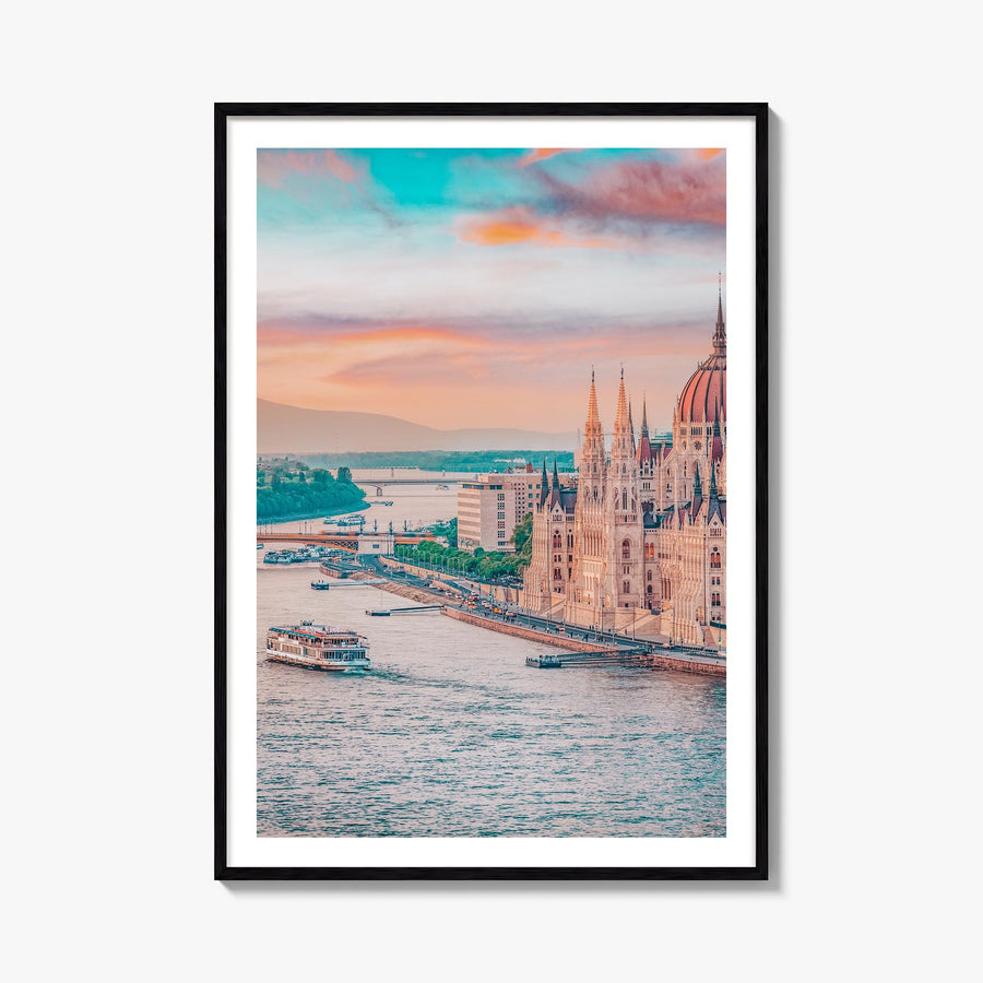 Budapest no. 1 colorful photo poster of Hungary – vertical wall art, unframed print shown in interior mockup