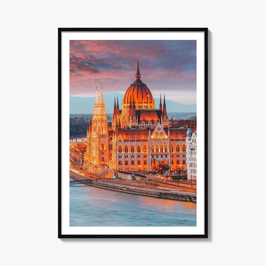 Budapest no. 2 colorful photo poster of Hungary – vertical wall art, unframed print shown in interior mockup