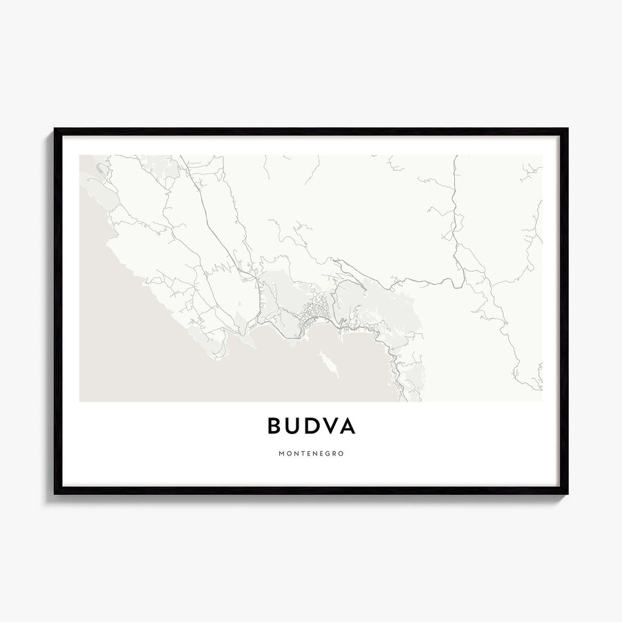 Budva Map Poster, framed poster mockup