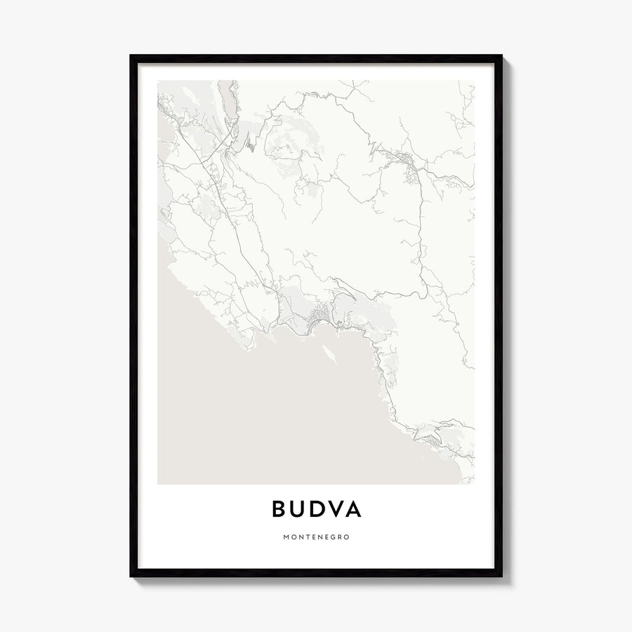 Budva Map Poster, framed poster mockup
