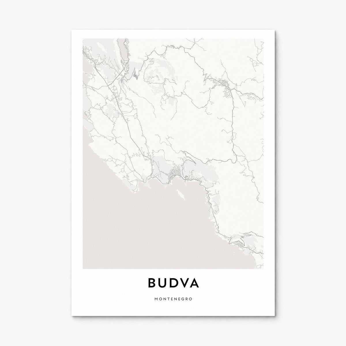 Budva Map Poster, print only (unframed)