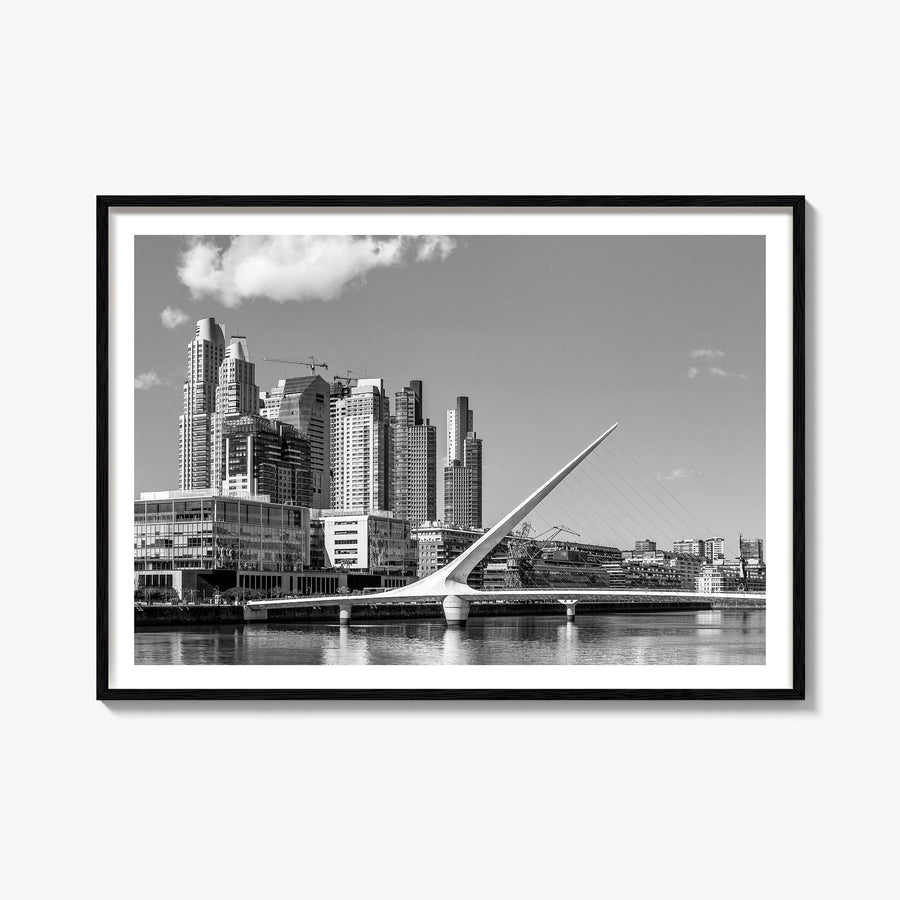 Buenos Aires black & white photo poster of Argentina – horizontal wall art, unframed print shown in interior mockup