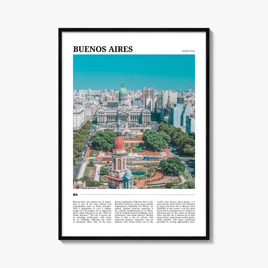 Buenos Aires colorful travel poster of Argentina – vertical wall art, unframed print shown in interior mockup