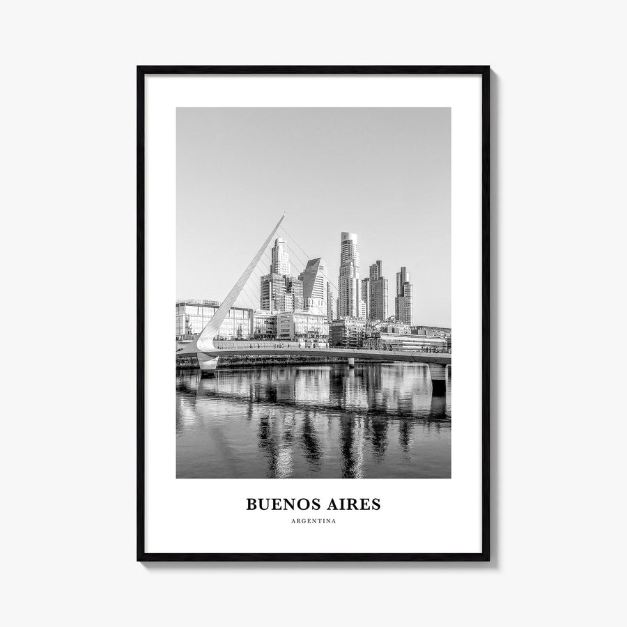 Buenos Aires no. 1 black & white classic poster of Argentina – vertical wall art, unframed print shown in interior mockup