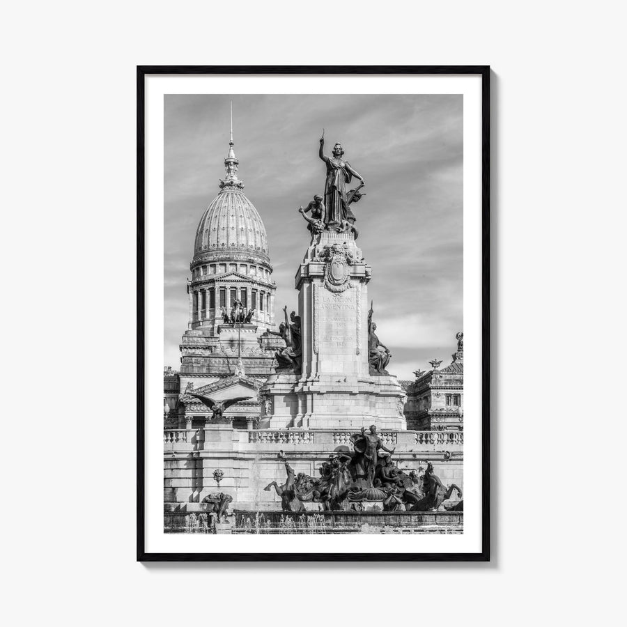 Buenos Aires no. 1 black & white photo poster of Argentina – vertical wall art, unframed print shown in interior mockup