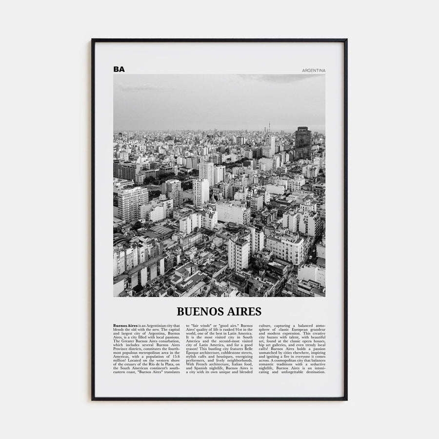 Buenos Aires No 1 Poster None / 8x12 in Nbourhood Travel B&W Poster