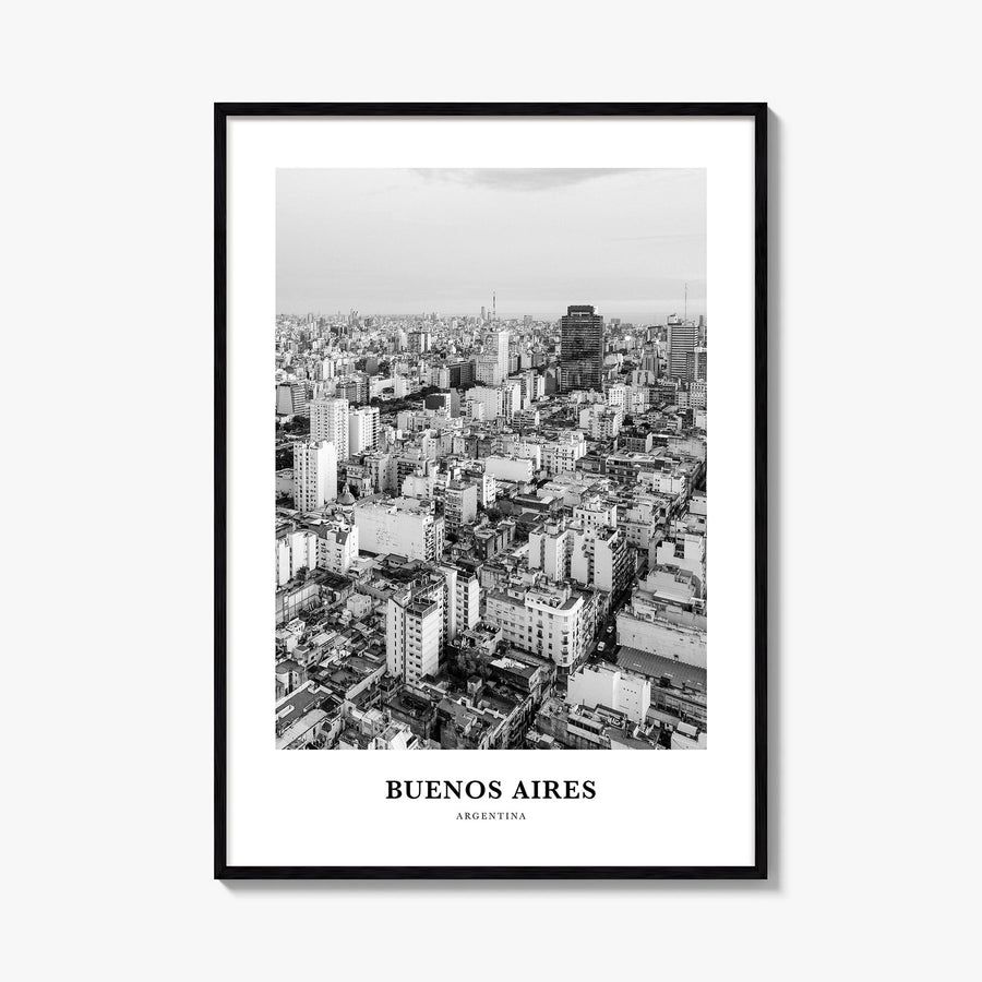 Buenos Aires no. 2 black & white classic poster of Argentina – vertical wall art, unframed print shown in interior mockup