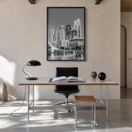 Buenos Aires no. 2 black & white photo poster of Argentina – vertical wall art in black wood frame, hanging on wall
