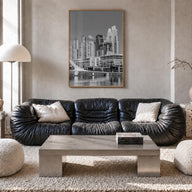 Buenos Aires no. 2 black & white photo poster of Argentina – vertical wall art in natural wood frame, hanging on wall