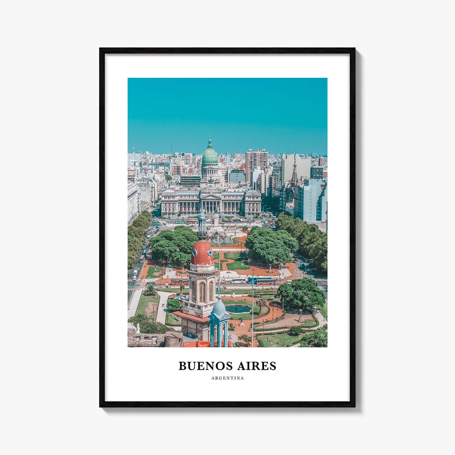 Buenos Aires no. 2 colorful classic poster of Argentina – vertical wall art, unframed print shown in interior mockup