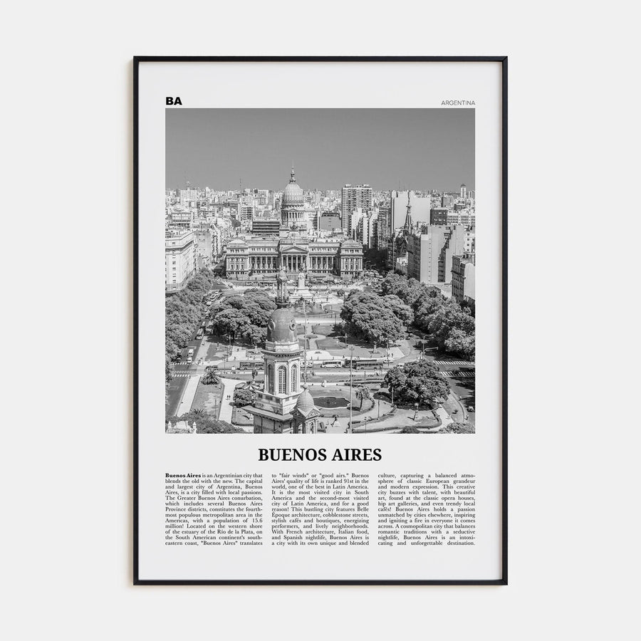 Buenos Aires No 2 Poster None / 8x12 in Nbourhood Travel B&W Poster