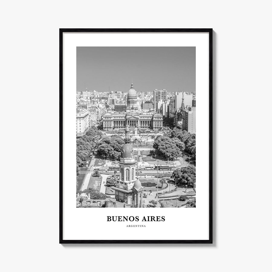 Buenos Aires no. 3 black & white classic poster of Argentina – vertical wall art, unframed print shown in interior mockup