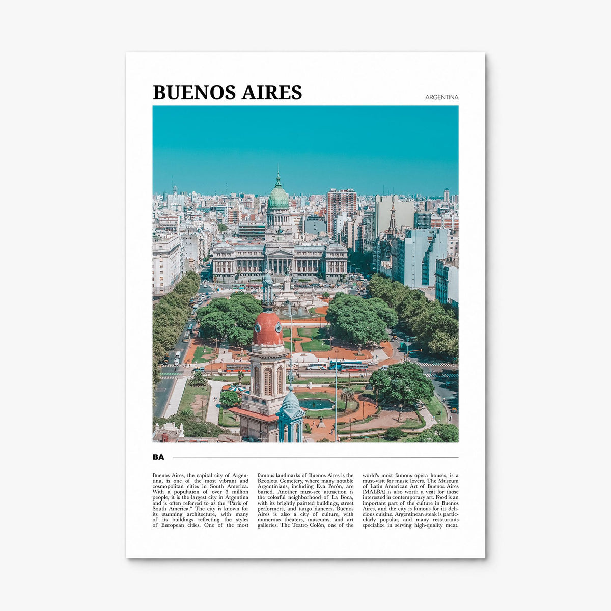 Buenos Aires Travel Poster, print only (unframed)