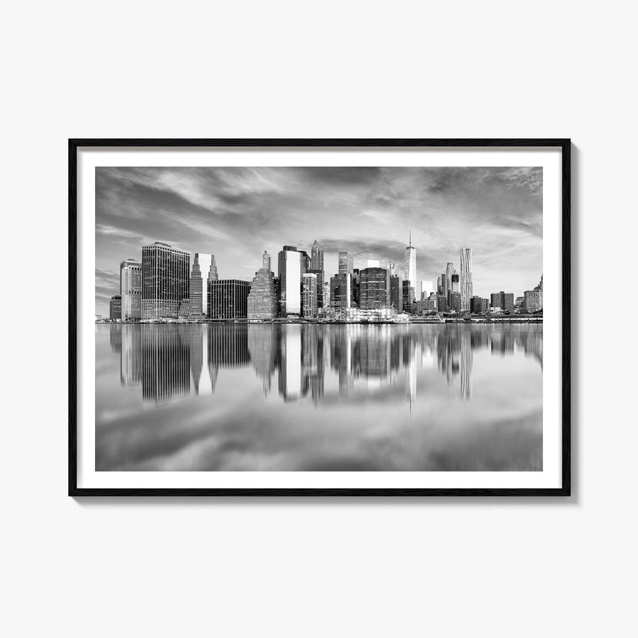 Buffalo black & white photo poster of New York, USA – horizontal wall art, unframed print shown in interior mockup