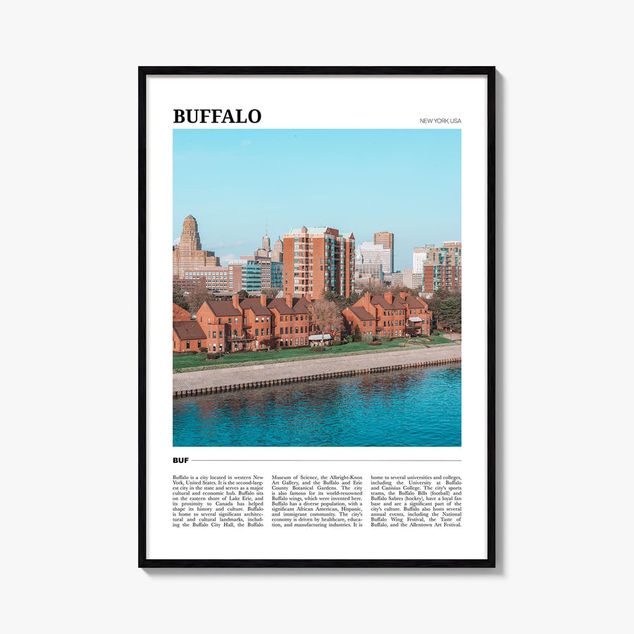 Buffalo colorful travel poster of New York, USA – vertical wall art, unframed print shown in interior mockup