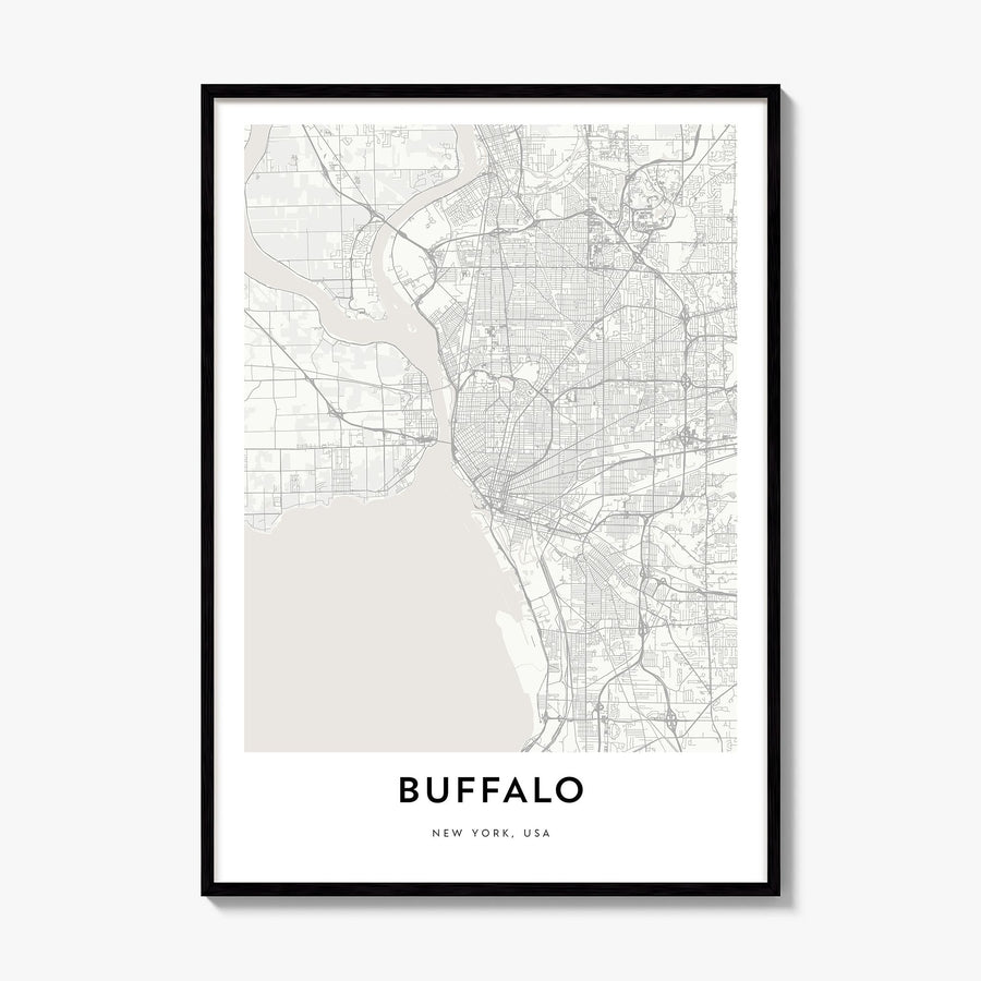 Buffalo Map Poster, framed poster mockup