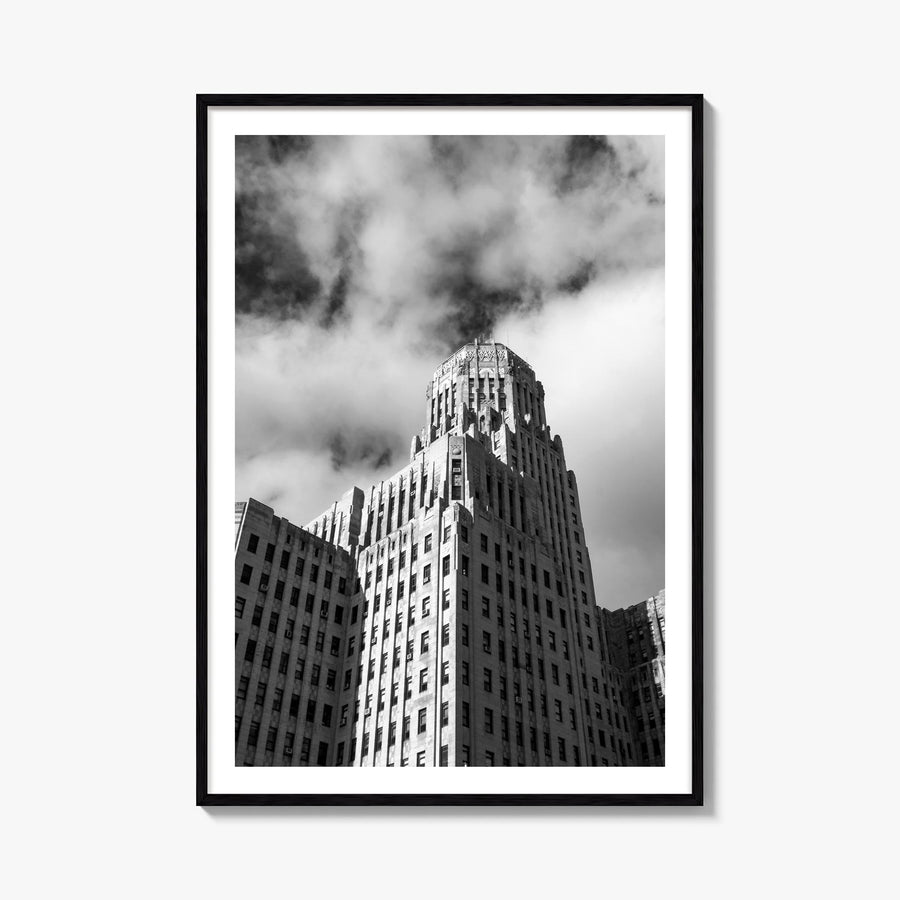 Buffalo no. 2 black & white photo poster of New York, USA – vertical wall art, unframed print shown in interior mockup