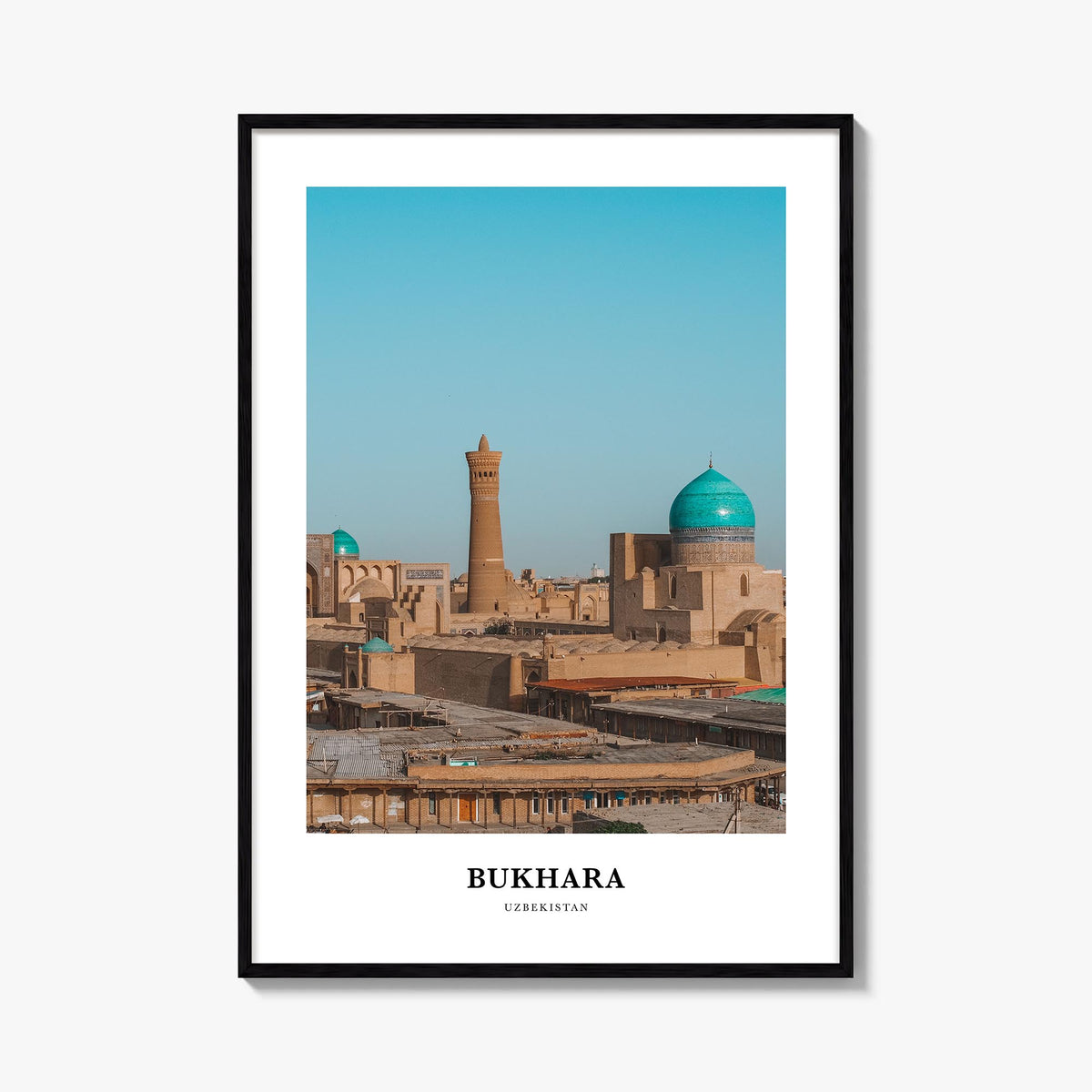 Bukhara colorful classic poster of Uzbekistan – vertical wall art, unframed print shown in interior mockup
